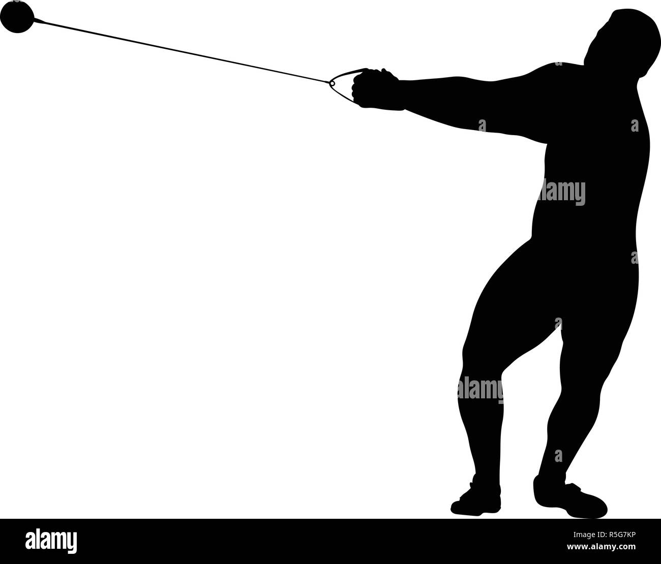 Athlète masculin lancer de marteau silhouette noire Illustration de Vecteur