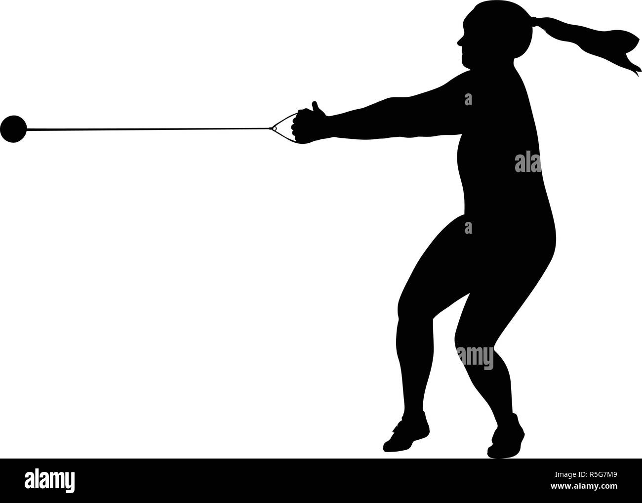 Lancer du marteau femmes athlètes silhouette noire Illustration de Vecteur