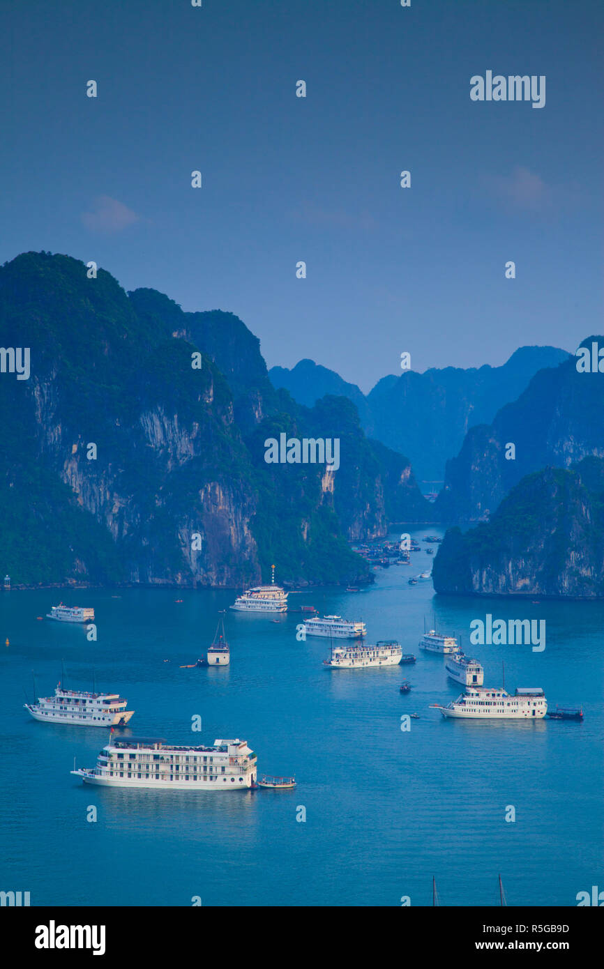 Vue sur le paysage de la Baie d'Halong, Vietnam Banque D'Images