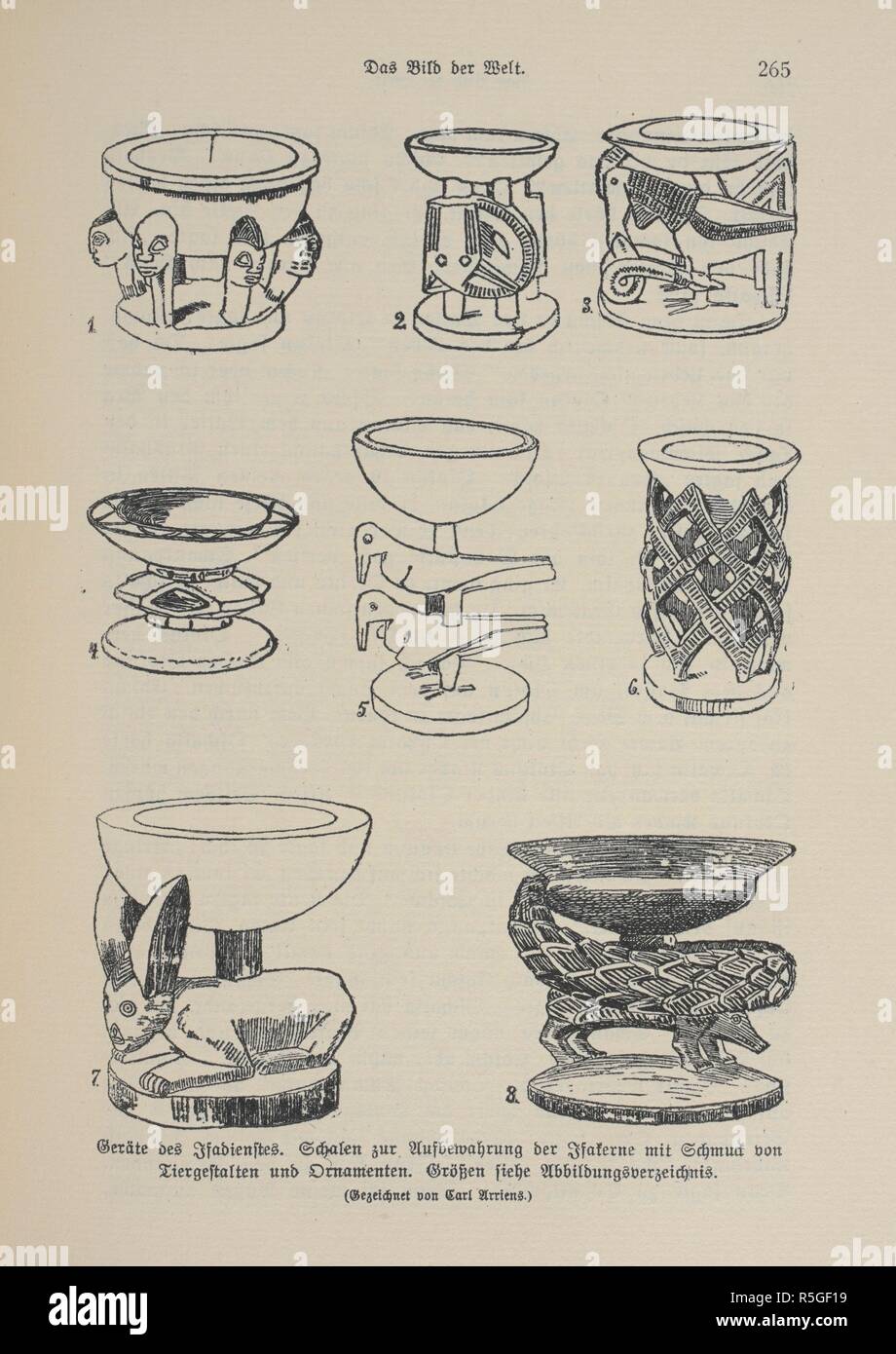 La poterie africaine. Und Afrika sprach. Wissenschaftlich erweiterte Ausgabe des Berichts uÌˆber den Verlauf der dritten Reiseperiode Inner-Afrikanischen Forschungs-Expedition der Deutschen in den Jahren 1910 bis 1912 ... Herausgegeben von Leo Frobenius. [Avec des illustrations et des plans.]. Bd. 1 à 3. Berlin-Ch., 1912, 13. Source : 10094.P.9 page 265. Banque D'Images