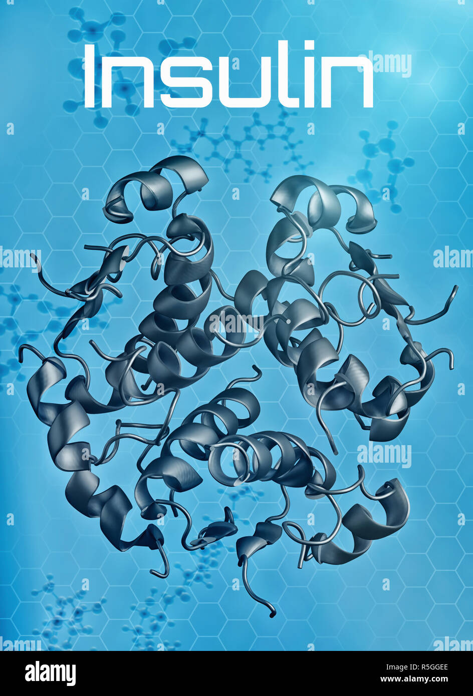 Structure tridimensionnelle de l'insuline Banque D'Images