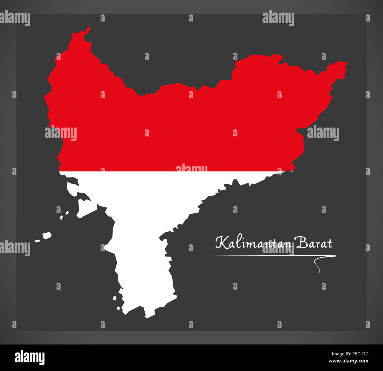 Kalimantan Barat Indonésie plan avec drapeau national Indonésien illustration Banque D'Images