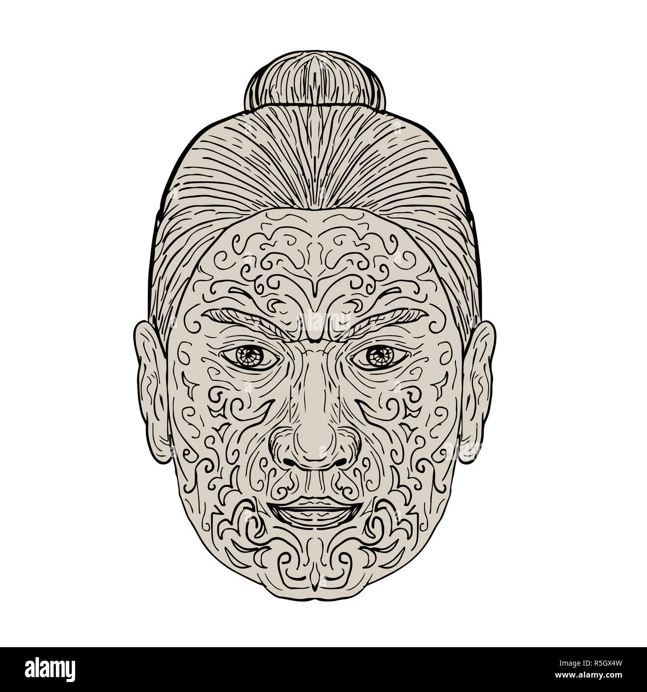 Face avec les Maoris Moko tatouage facial Banque D'Images