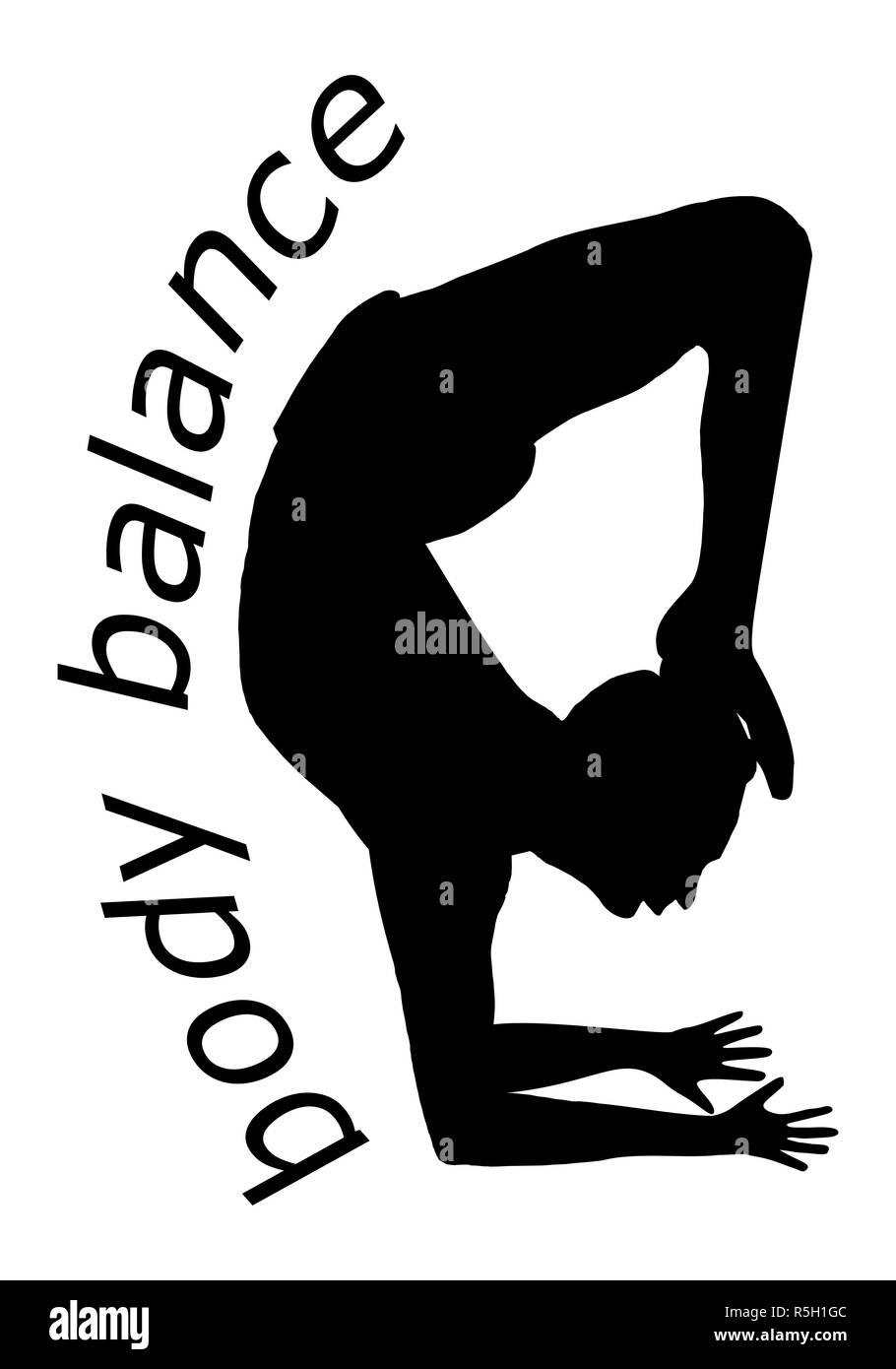 L'équilibre du corps noir avec silhouette masculine - illustration Banque D'Images