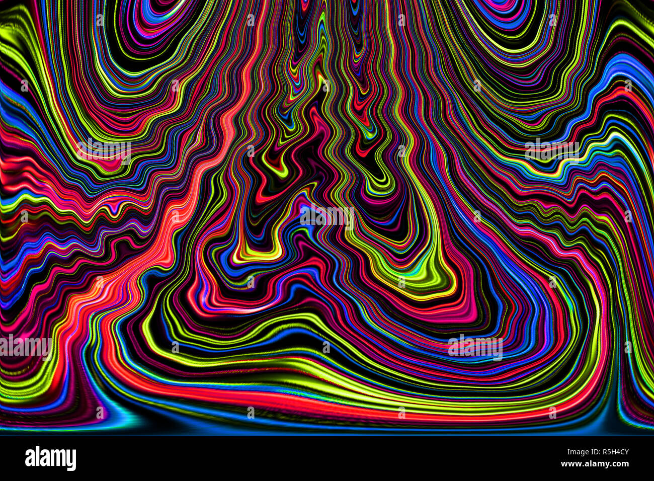 La couleur des lignes et courbes crée des images fantastiques. Tableau abstrait - images psychédéliques. Banque D'Images