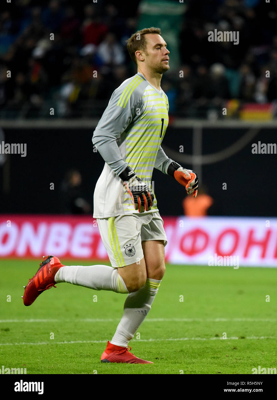 Leipzig, Allemagne - le 15 novembre 2018. L'équipe nationale Allemagne gardien Manuel Neuer au cours de l'environnement l'Allemagne contre la Russie à Leipzig. Banque D'Images