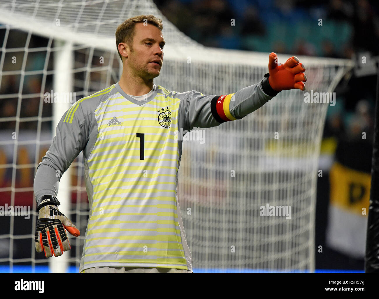 Leipzig, Allemagne - le 15 novembre 2018. L'équipe nationale Allemagne gardien Manuel Neuer au cours de l'environnement l'Allemagne contre la Russie à Leipzig. Banque D'Images