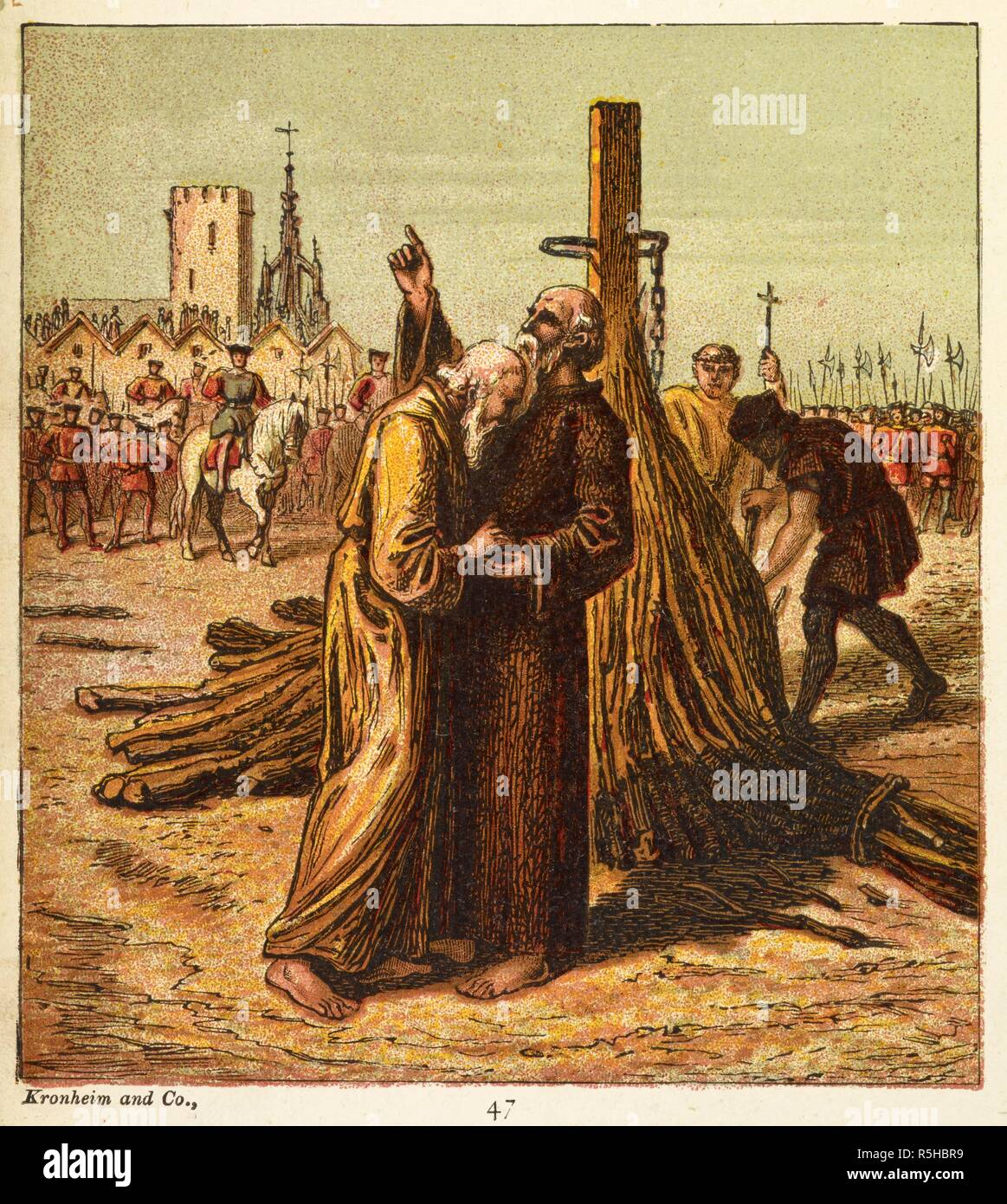 'La mort de Ridley et Latimer'. Les deux évêques Nicholas Ridley et Hugh Latimer furent brûlées sur le bûcher à Oxford en ce jour, le 16 octobre 1555. Ils étaient deux des trois 'Oxford martyrs'. Photos de l'histoire de l'Angleterre. Depuis les premiers temps de la période actuelle. Avec quatre-vingt-trois images, imprimées en couleurs par Kronheim. London : George Routledge & Sons, [1868]. Source : 9505.ss6 photo 47. Langue : Anglais. Banque D'Images