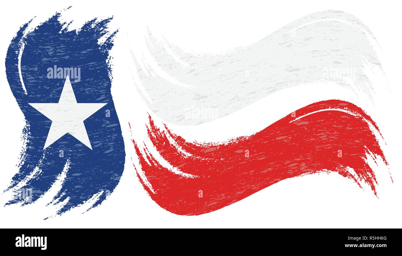 Grunge Brush Stroke With Drapeau national du Texas isolé sur un fond blanc. Vector Illustration. Illustration de Vecteur