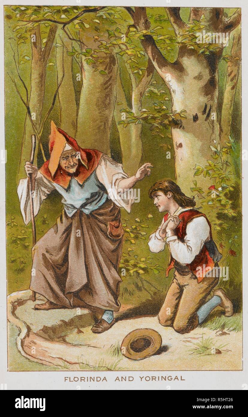 Florinda et Yoringal. Des contes de Grimm et d'histoires pour les jeunes ménages / traduit de l'Allemand [par] Mme H B Paull et M. L A Wheatley. Frederick Warne (sans date). Source : DSC 266 X15/4405 en face. Auteur : Grimm, Jacob Ludwig Carl. Banque D'Images