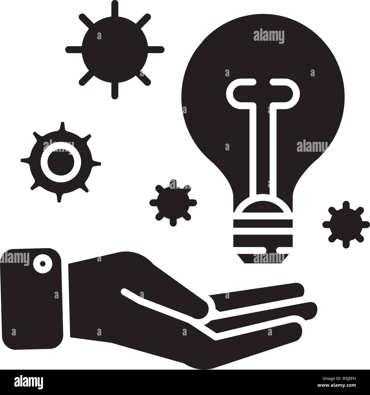 Expérience idée icône noire, vector signe sur fond isolé. Idée concept illustration, symbole