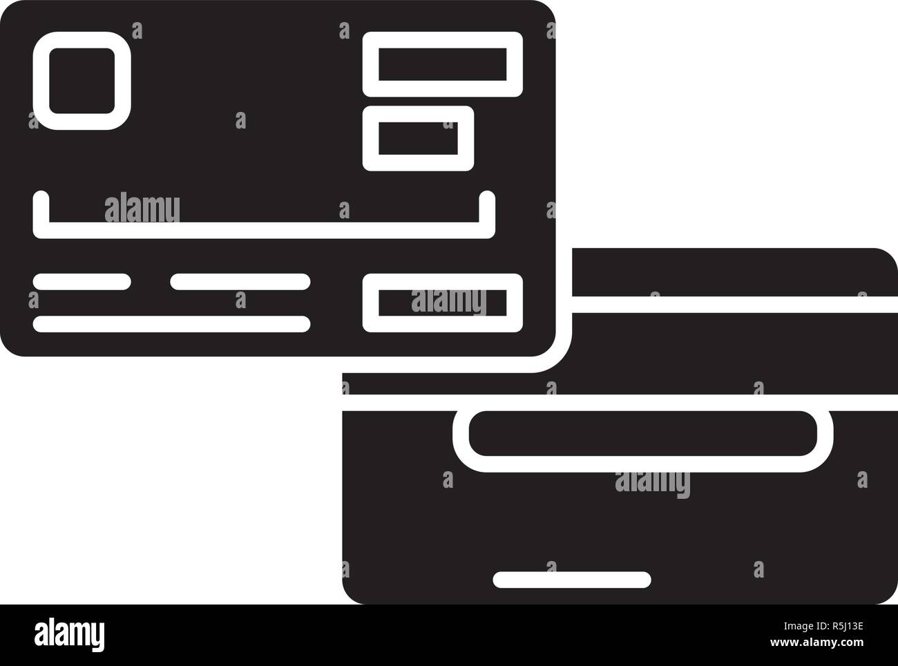 L'argent en plastique icône noire, vector signe sur fond isolé. L'argent en plastique symbole, illustration Illustration de Vecteur