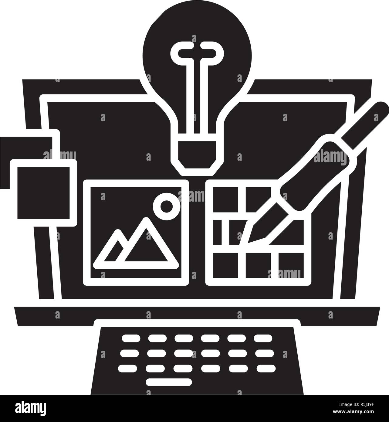 La conception du projet icône noire, vector signe sur fond isolé. La conception du projet symbole, illustration Illustration de Vecteur