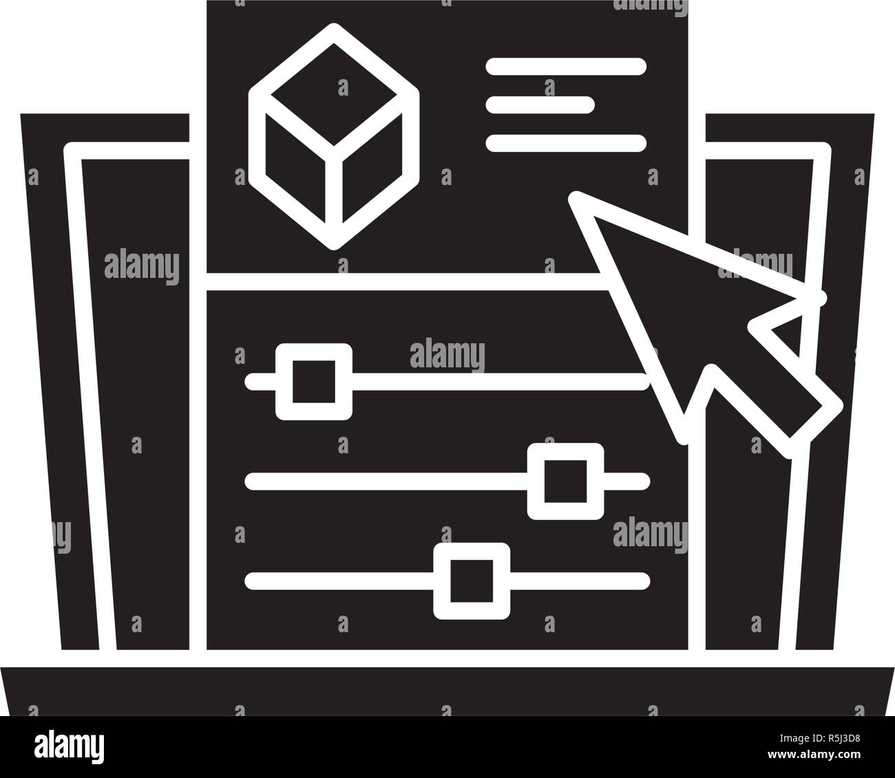 Les paramètres du projet icône noire, vector signe sur fond isolé. Les paramètres du projet symbole, illustration Illustration de Vecteur