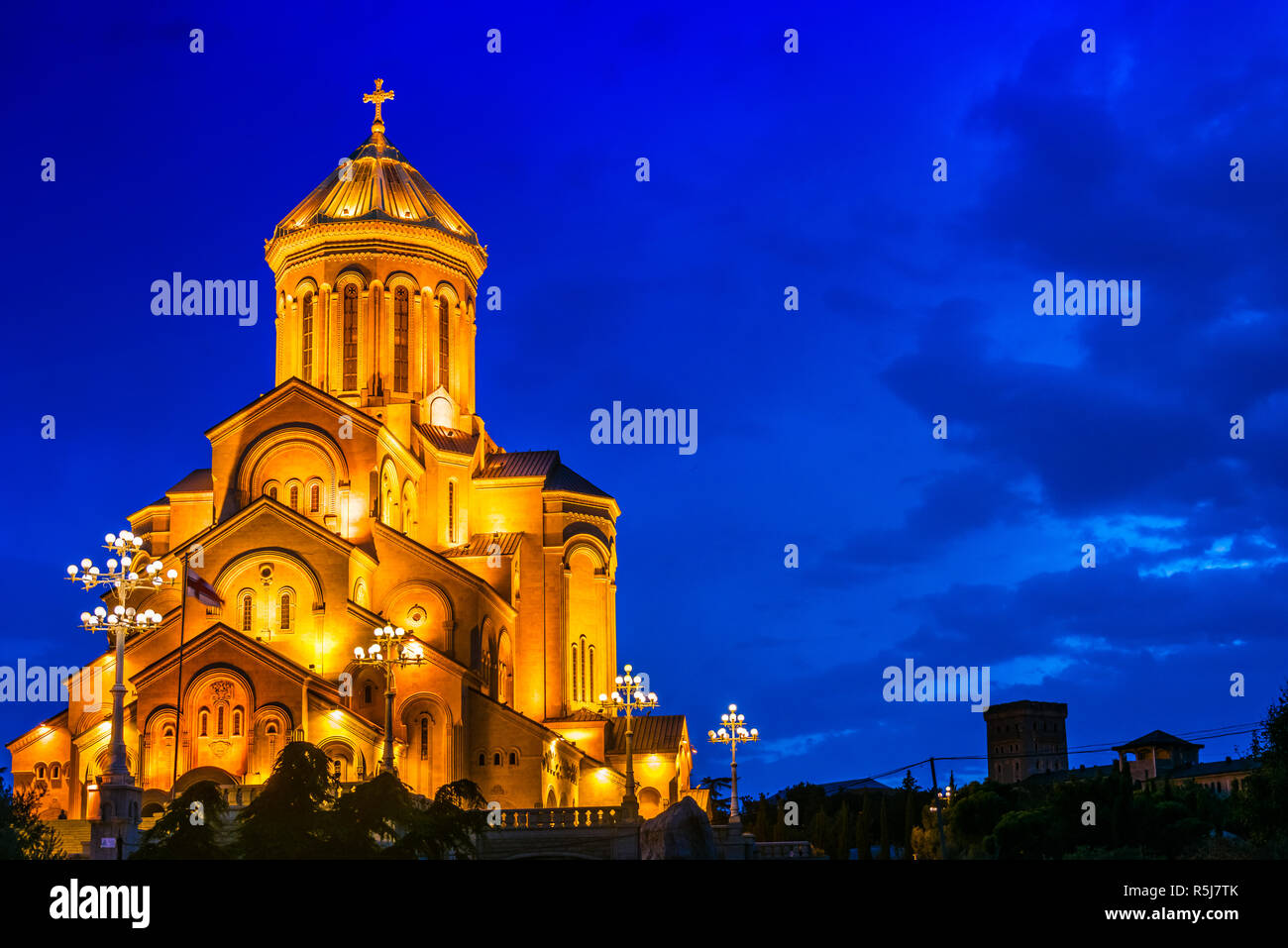 Sameba, la cathédrale Holy Trinity de Tbilissi (Géorgie). Banque D'Images