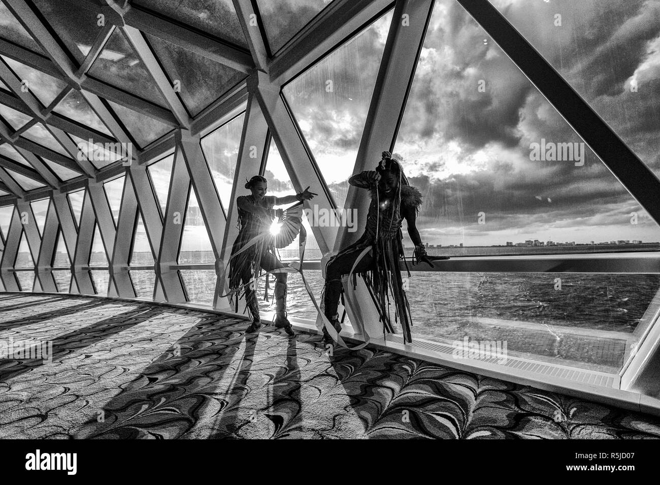 Diverses scènes intérieures et extérieures et les emplacements sont vus dans ces photographies du lancement de Celebrity Cruises Celebrity's Edge, décembre 2018. Banque D'Images