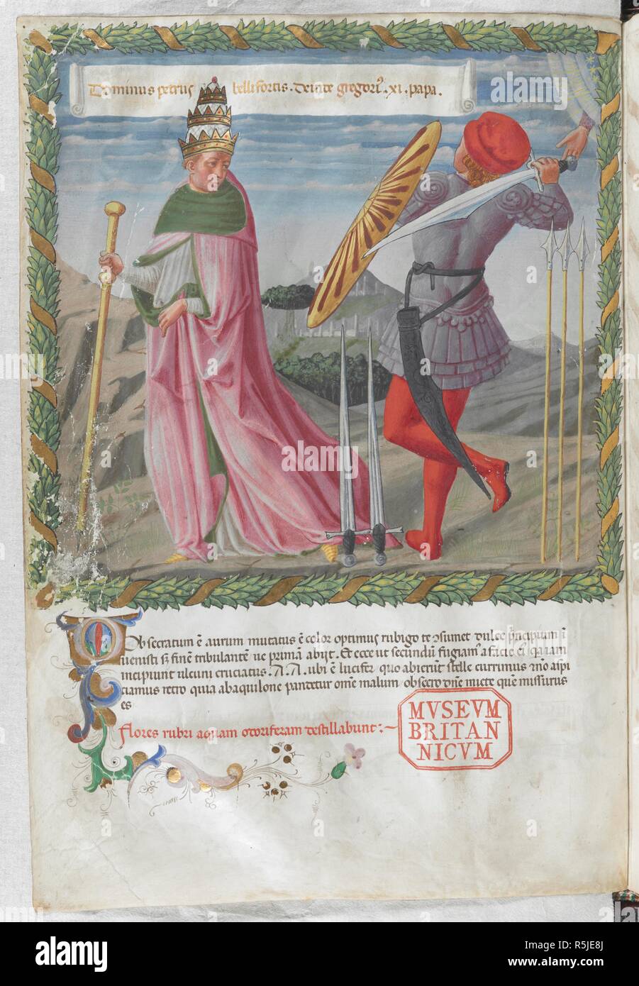 Le pape Grégoire XI de miniature Vaticinia de Pontificibus. Italie, Florence (centrale) ; 2e quart du 15e siècle. Source : Harley 1340, f.7c. Langue : le latin. Banque D'Images