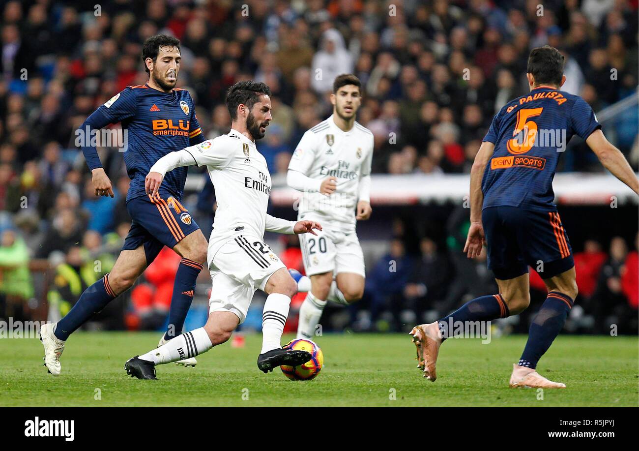 Match De Football Entre Le Real Madrid Vs Valencia Du 2018 2019 Ligue Espagnole Qui A Eu Lieu Au Stade Bernabeu A Madrid Photo Jose L Cuesta 261 Cordon Presse Isco Cordon Press Photo