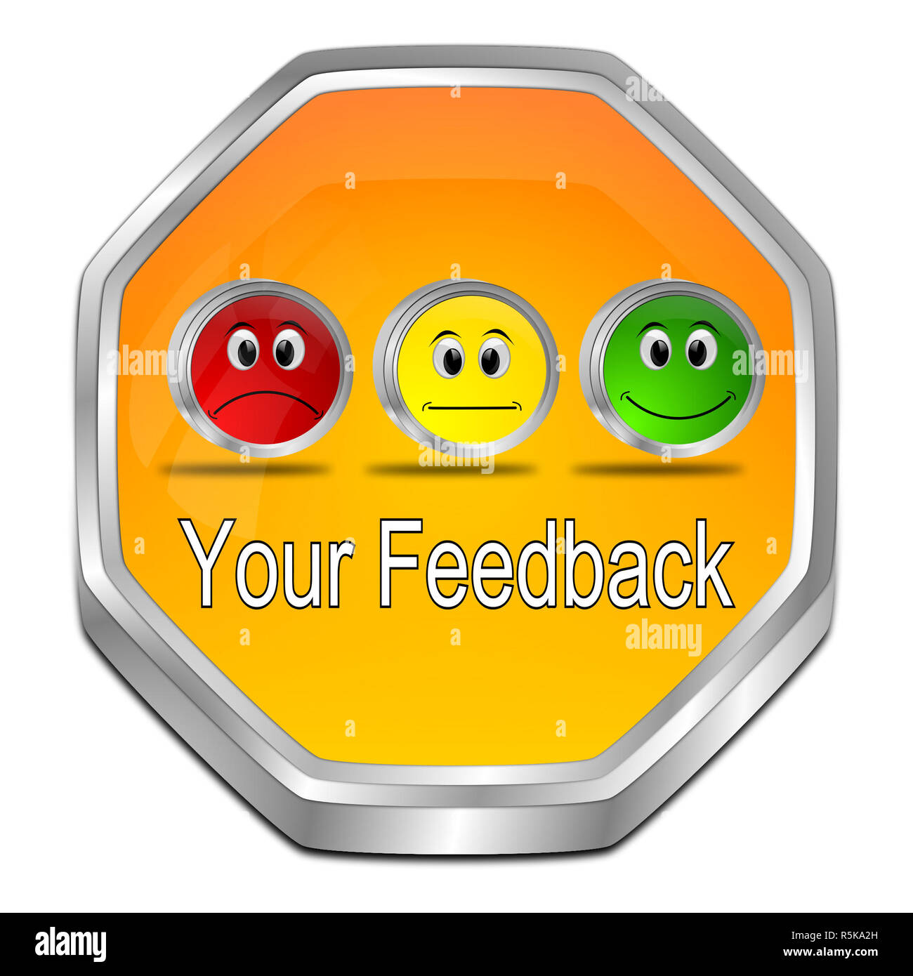 Vos commentaires - Bouton orange 3D illustration Banque D'Images