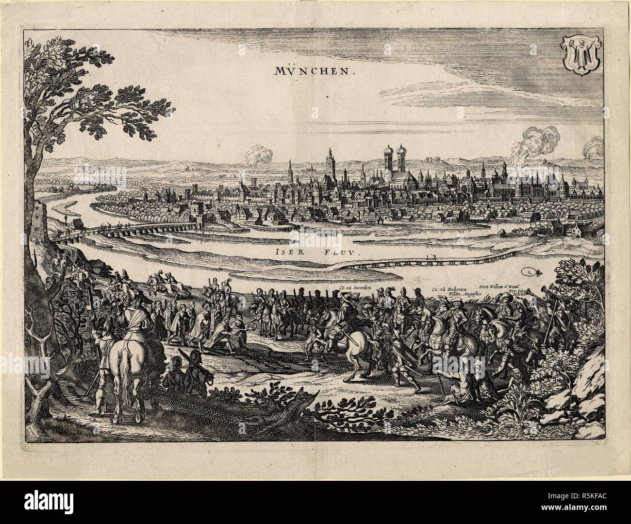 Remise des clés de la ville par le maire de Munich pour le roi Gustave II Adolphe de Suède, 1632. Musée : collection privée. Auteur : Merian, Matthäus, l'Aîné. Banque D'Images