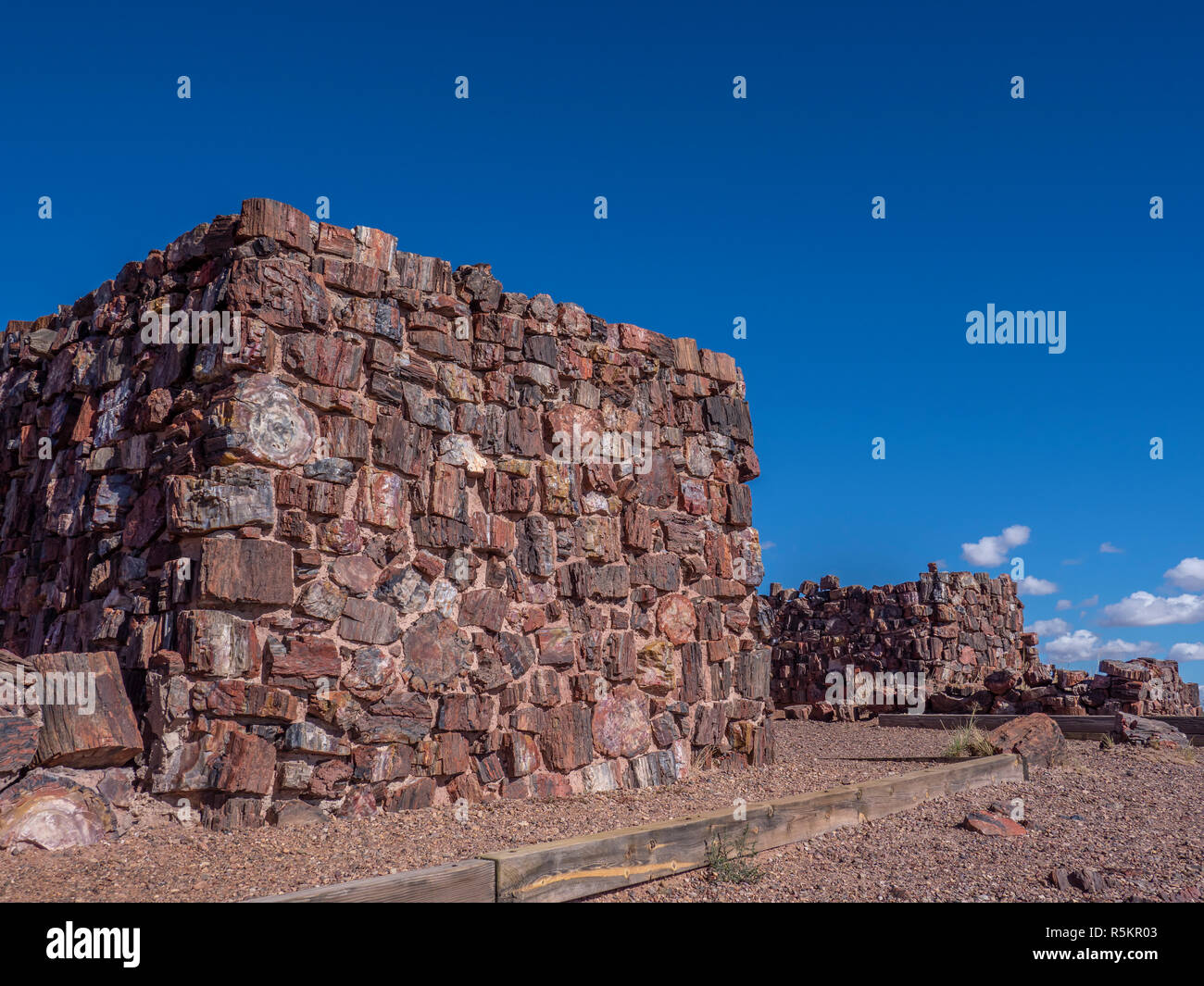 L'agate House ruin, Long Log et Agate House, des sentiers du Parc National de la Forêt Pétrifiée, Arizona. Banque D'Images