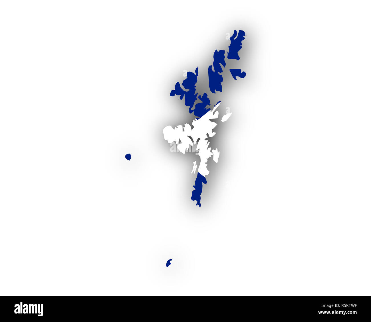 La carte et le drapeau des îles Shetland Banque D'Images