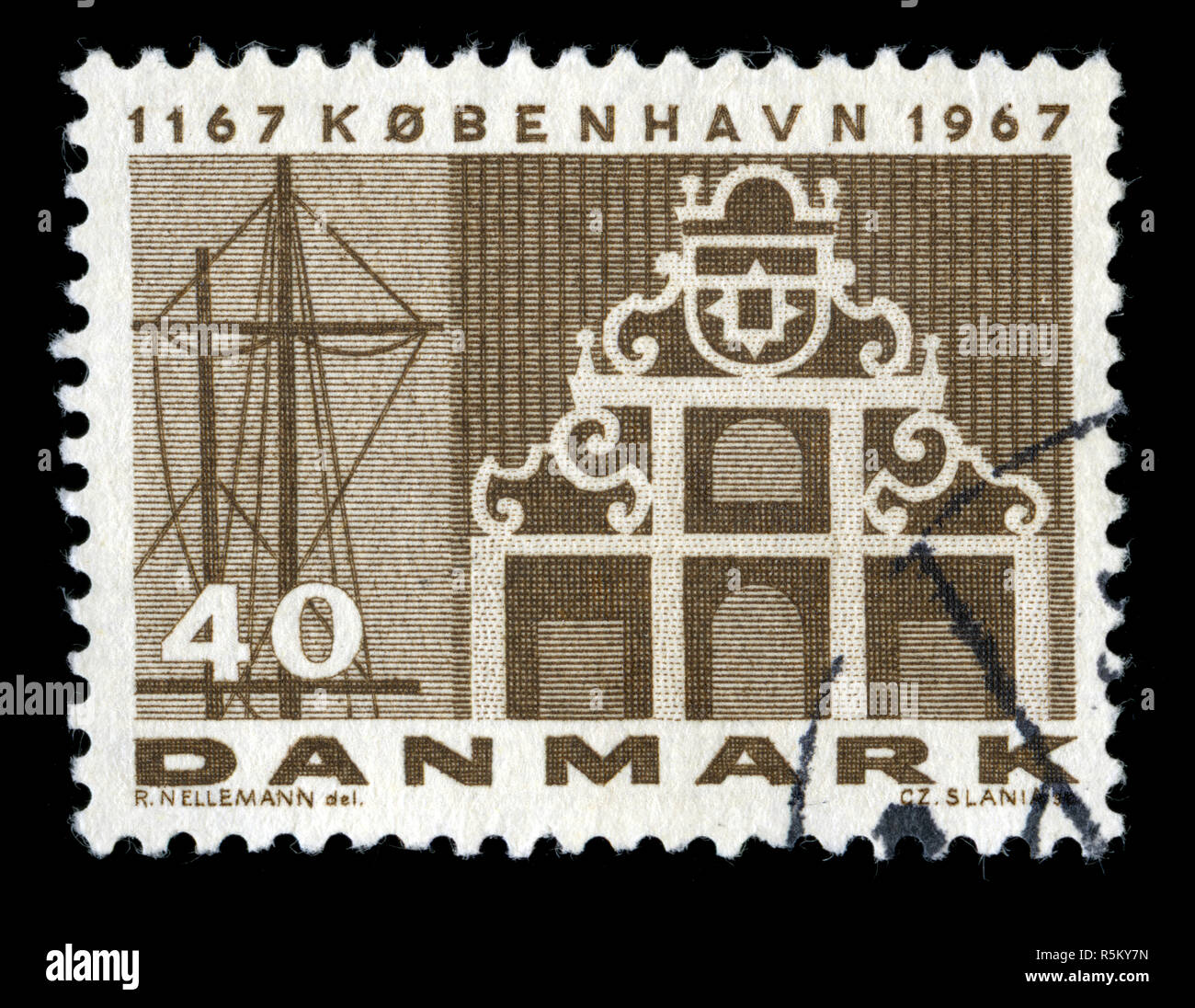Timbre-poste du Danemark à Copenhague le viewsseries publié en 1967 Banque D'Images