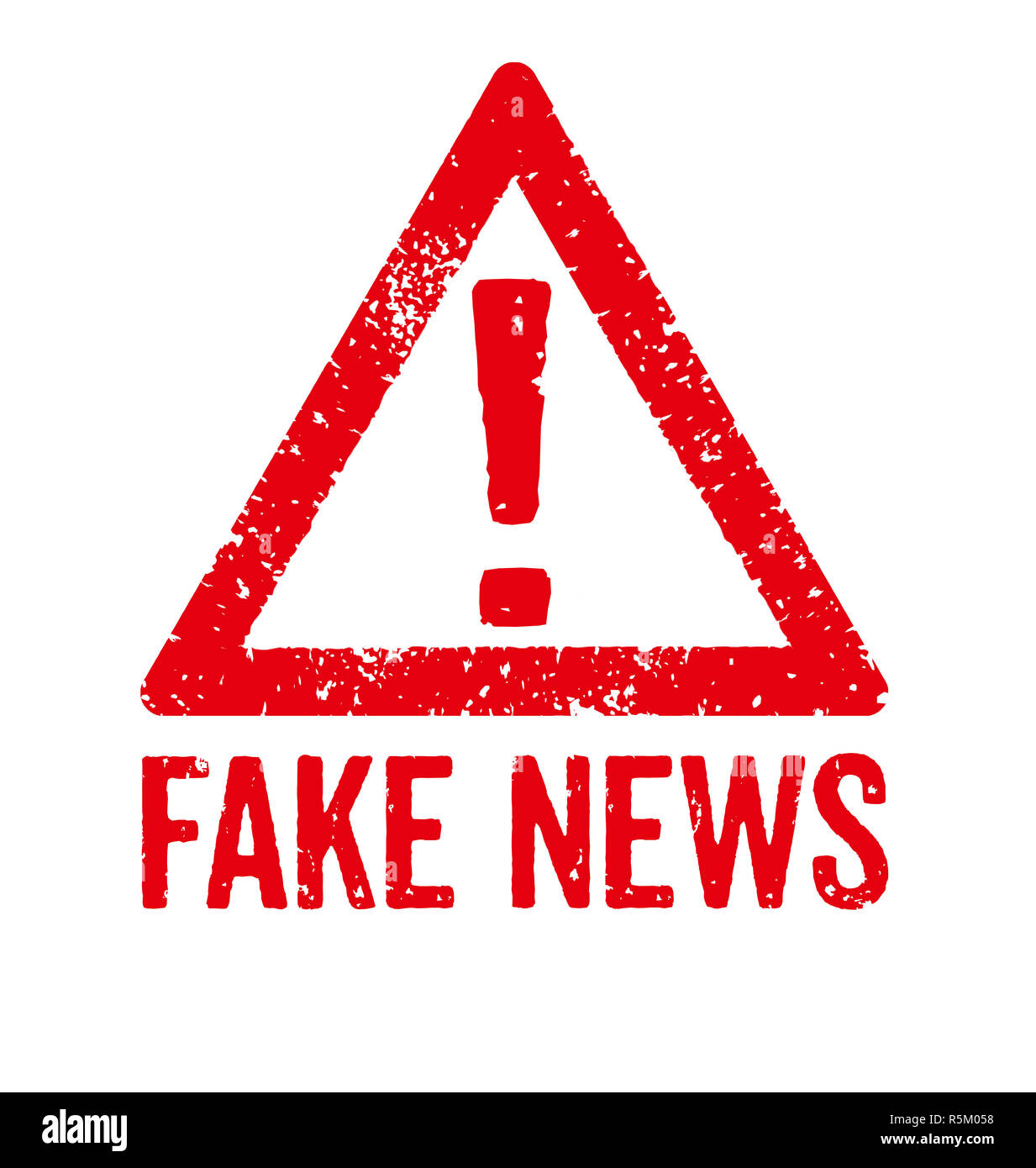 Timbre rouge sur fond blanc - fake news Banque D'Images
