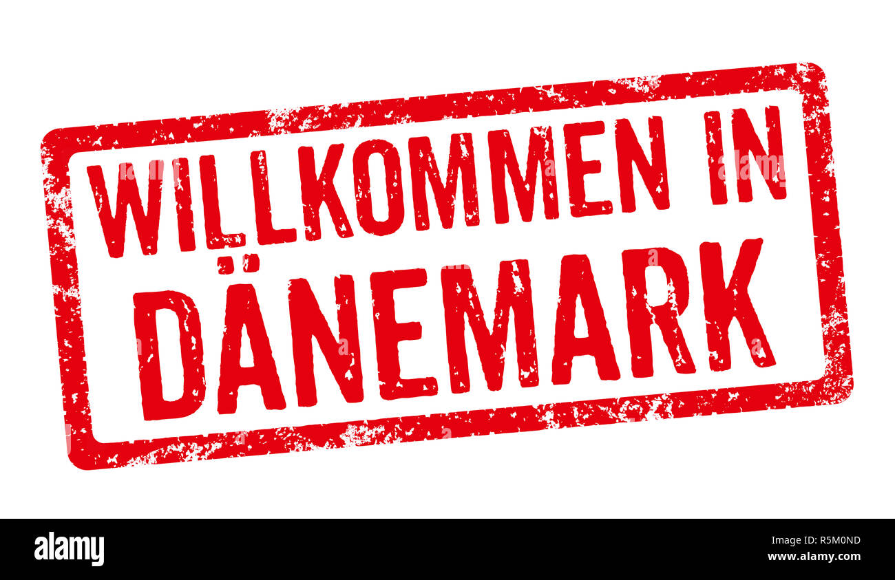 Timbre rouge - bienvenue au Danemark Banque D'Images