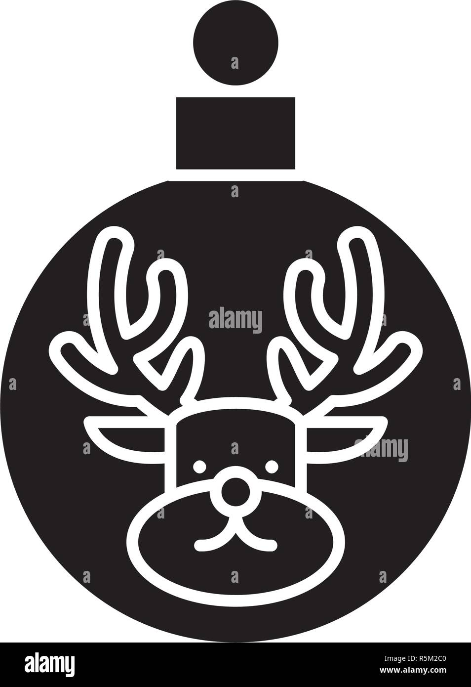Boule De Noël Avec Un Chevreuil Icône Noire Vector Signe