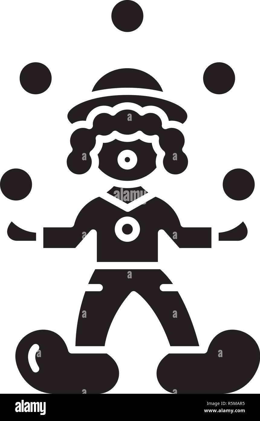 Clown Jongleur Icone Noire Vector Signe Sur Fond Isole Clown Jongleur Symbole Illustration Image Vectorielle Stock Alamy