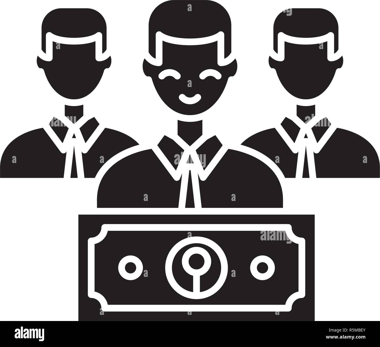 L'icône noire de salaire, vector signe sur fond isolé. Concept de salaire, illustration symbole Illustration de Vecteur