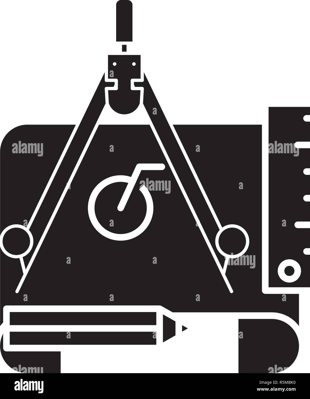 Projet d'ingénierie icône noire, vector signe sur fond isolé. Concept de projet d'ingénierie, de l'illustration symbole Illustration de Vecteur