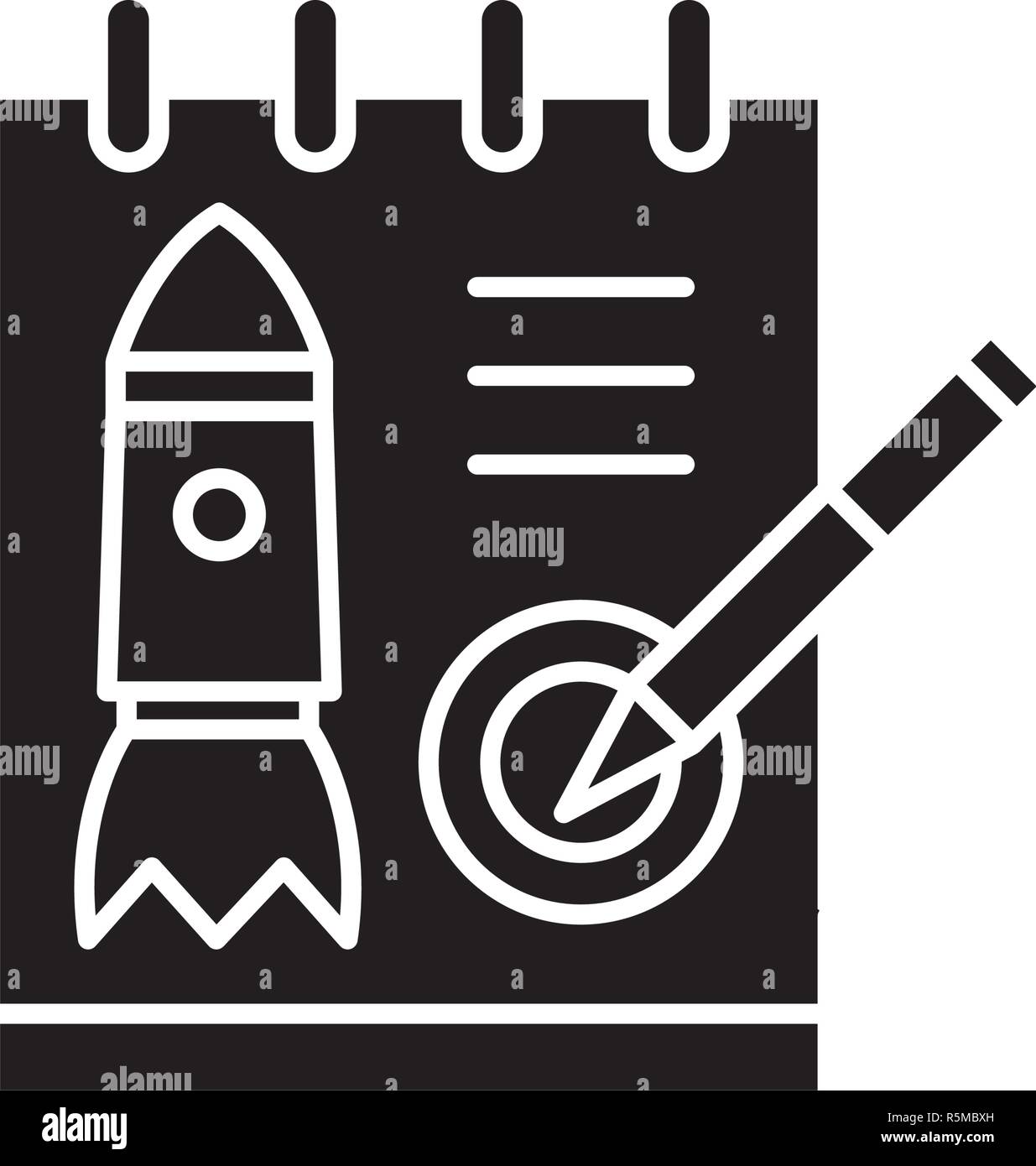 Projet de démarrage icône noire, vector signe sur fond isolé. Projet de démarrage symbole, illustration Illustration de Vecteur