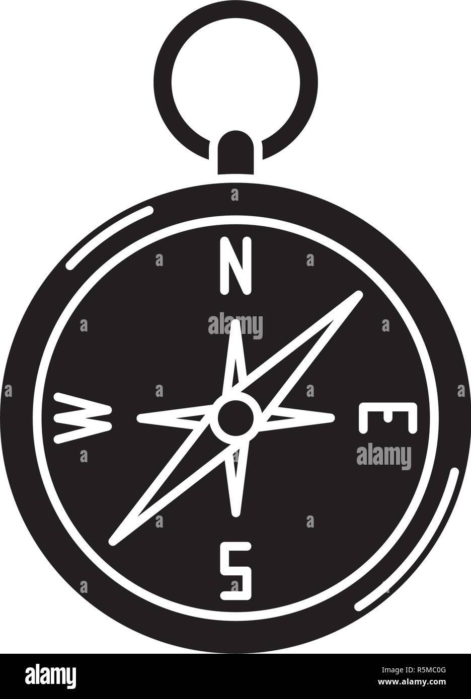 Compas de navigation icône noire, vector signe sur fond isolé. Compas ...