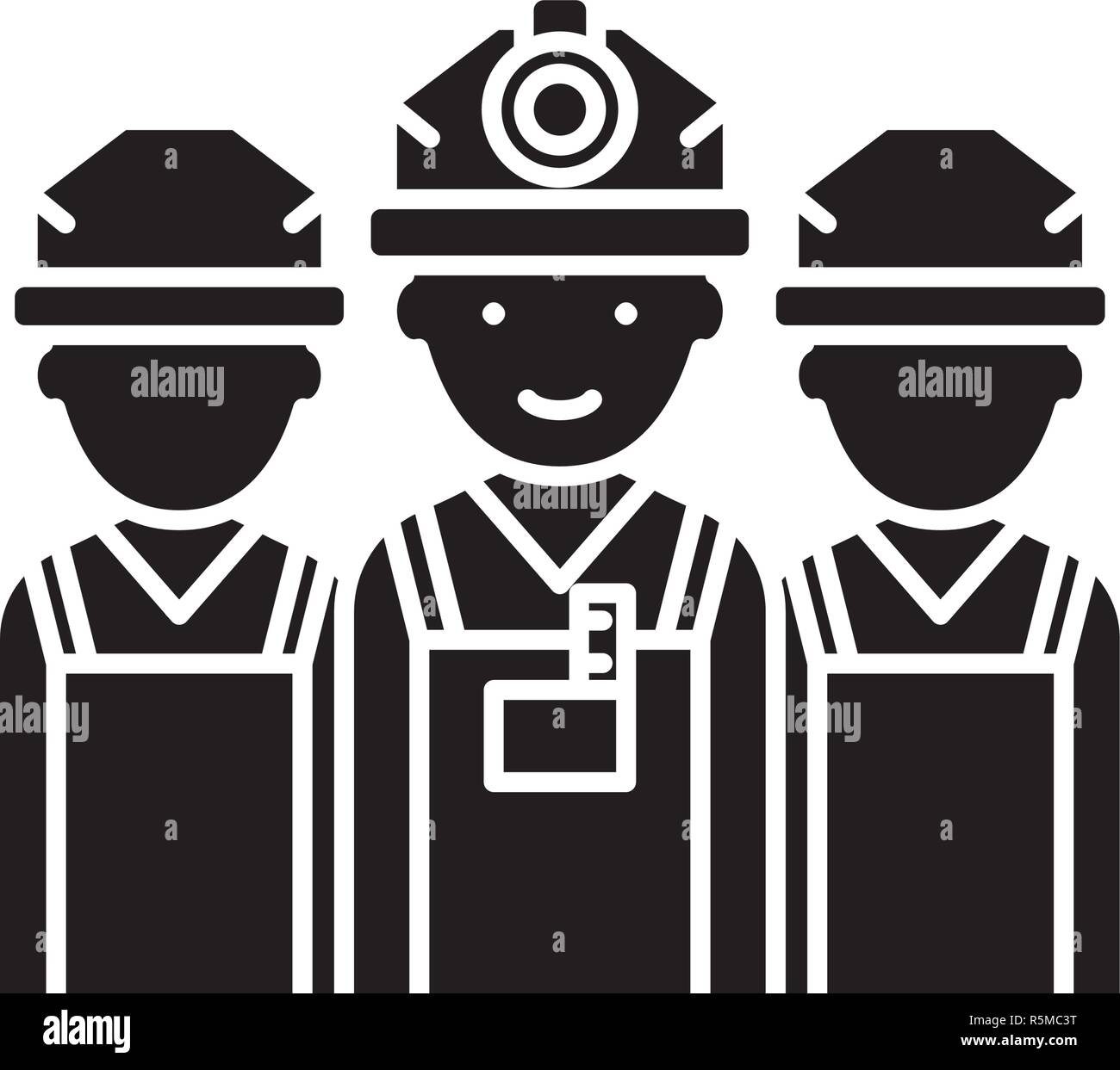 Builders icône noire, vector signe sur fond isolé. Builders symbole, illustration Illustration de Vecteur