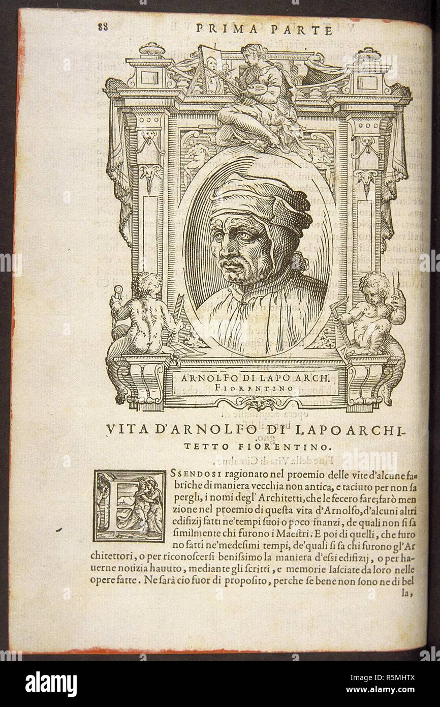 Arnolfo di Cambio. À partir de : Giorgio Vasari, les vies des plus excellents peintres italiens, sculpteurs, et architectes. Musée : collection privée. Banque D'Images