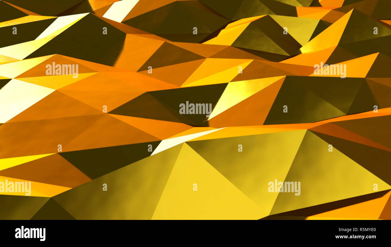 Abstract background cristallin triangulaire d'or Banque D'Images