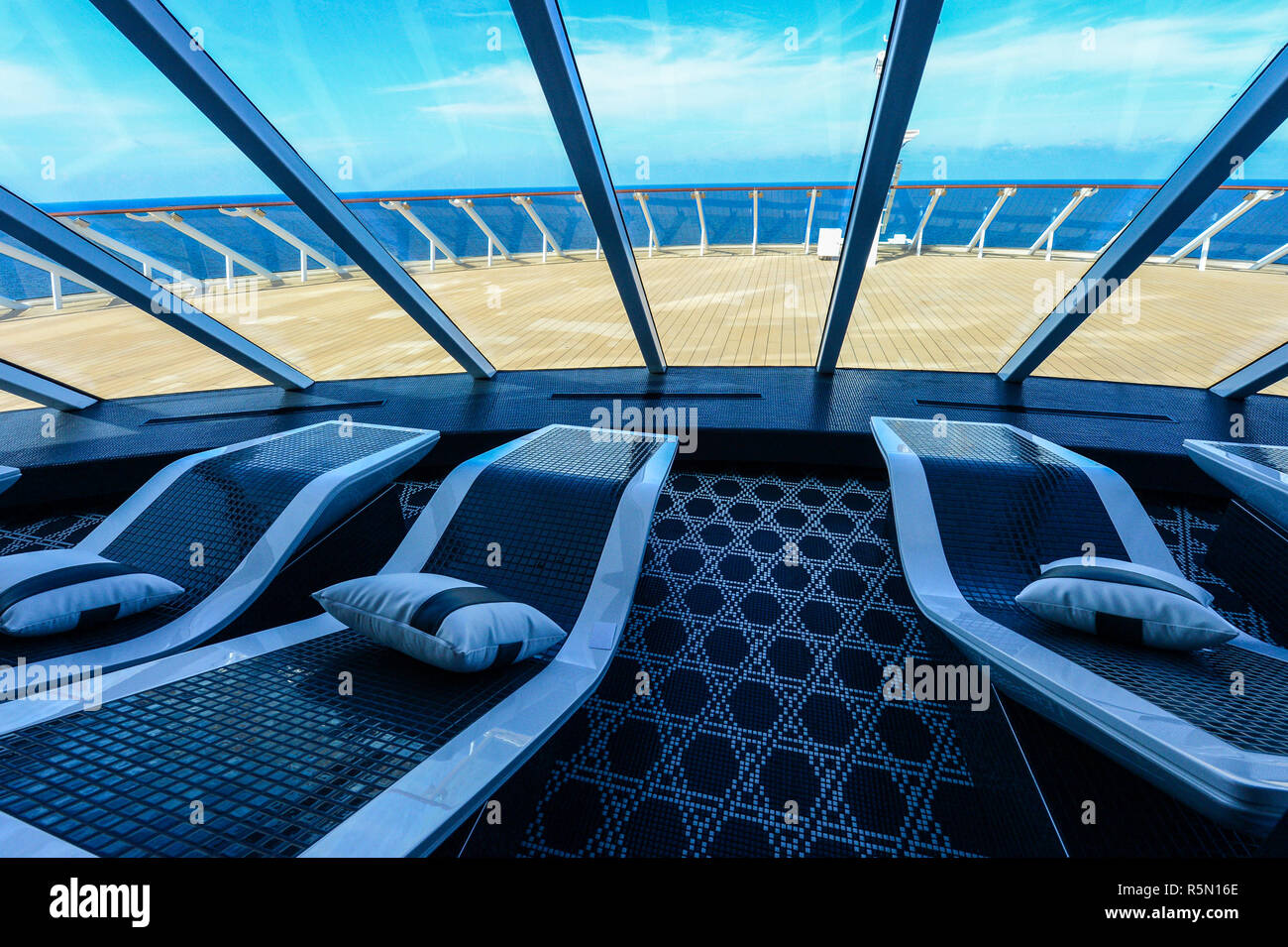 Diverses vues de Celebrity Cruises, Celebrity Navire nouveau Edge vu lors de son lancement en Floride en décembre 2018. Banque D'Images