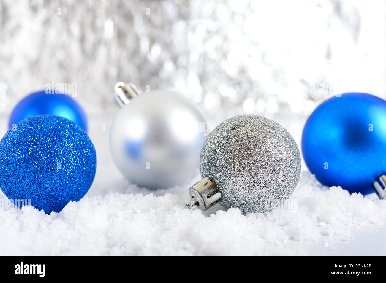 Nouvelle Année Avec Bandeau Bleu Argent Et Blanc Noël