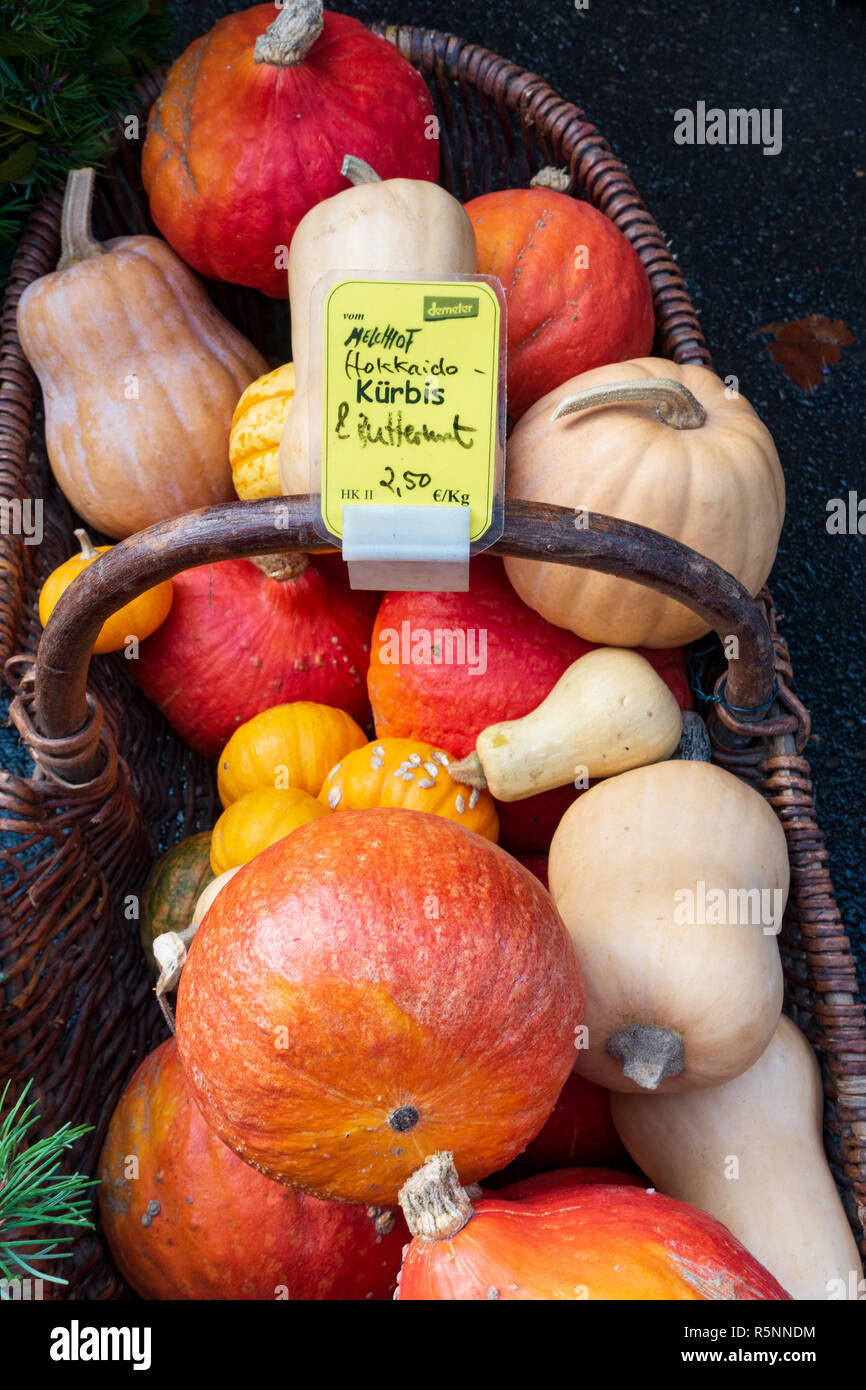 Détail de légumes biologiques à week-end farmers market à Prenzlauer Berg à Berlin, Allemagne, Banque D'Images
