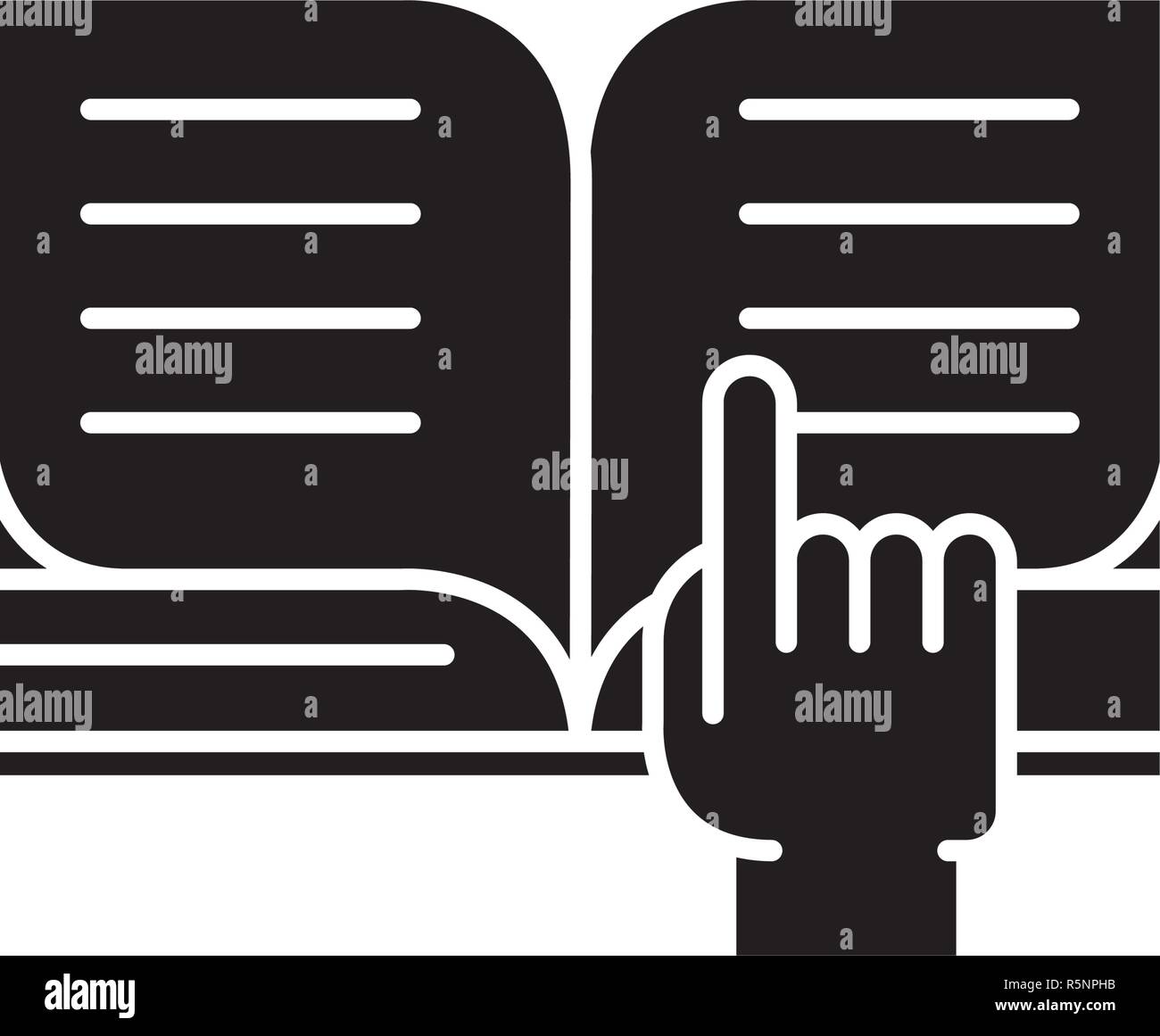 Lecture de livres icône noire, vector signe sur fond isolé. Lecture de livres symbole, illustration Illustration de Vecteur