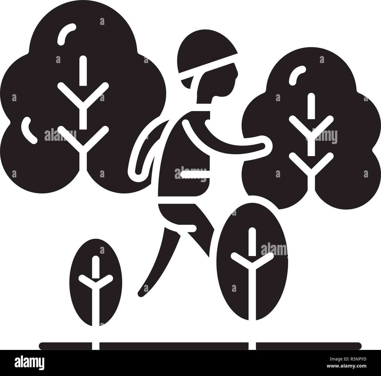 Randonnées icône noire, vector signe sur fond isolé. Randonnées symbole ...