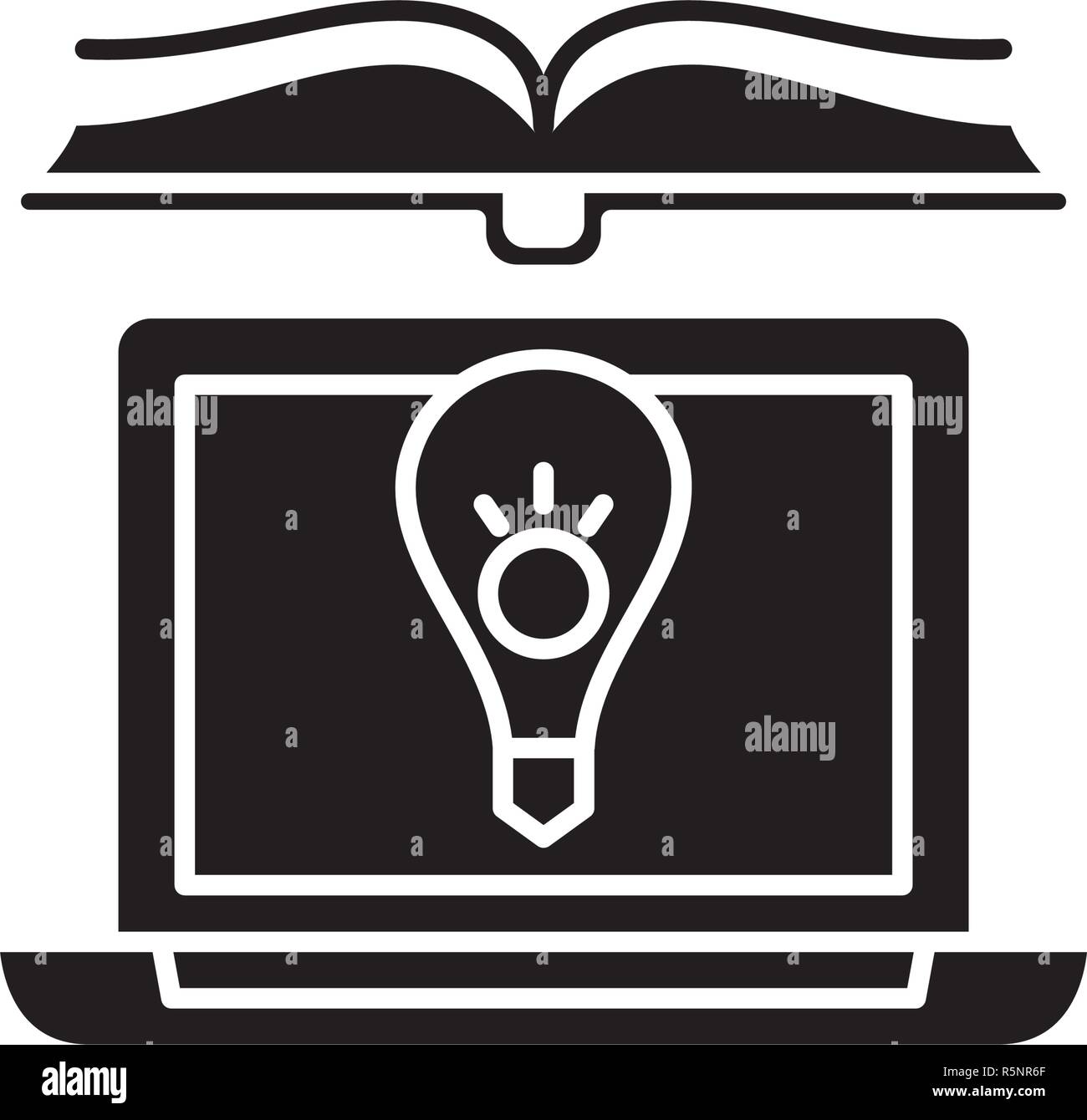 Connaissances informatiques icône noire, vector signe sur fond isolé ...