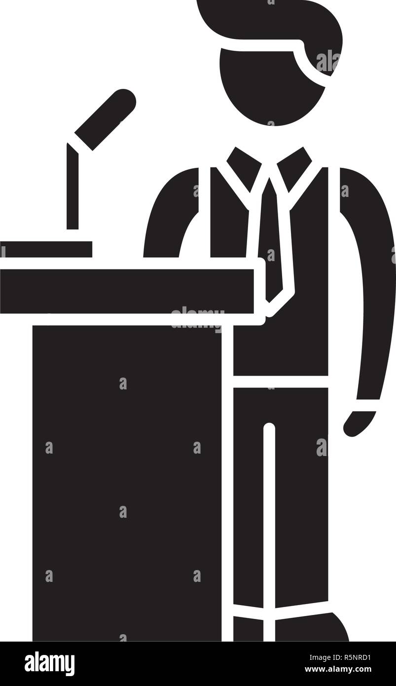 Exécution publique icône noire, vector signe sur fond isolé. Exécution publique symbole, illustration Illustration de Vecteur