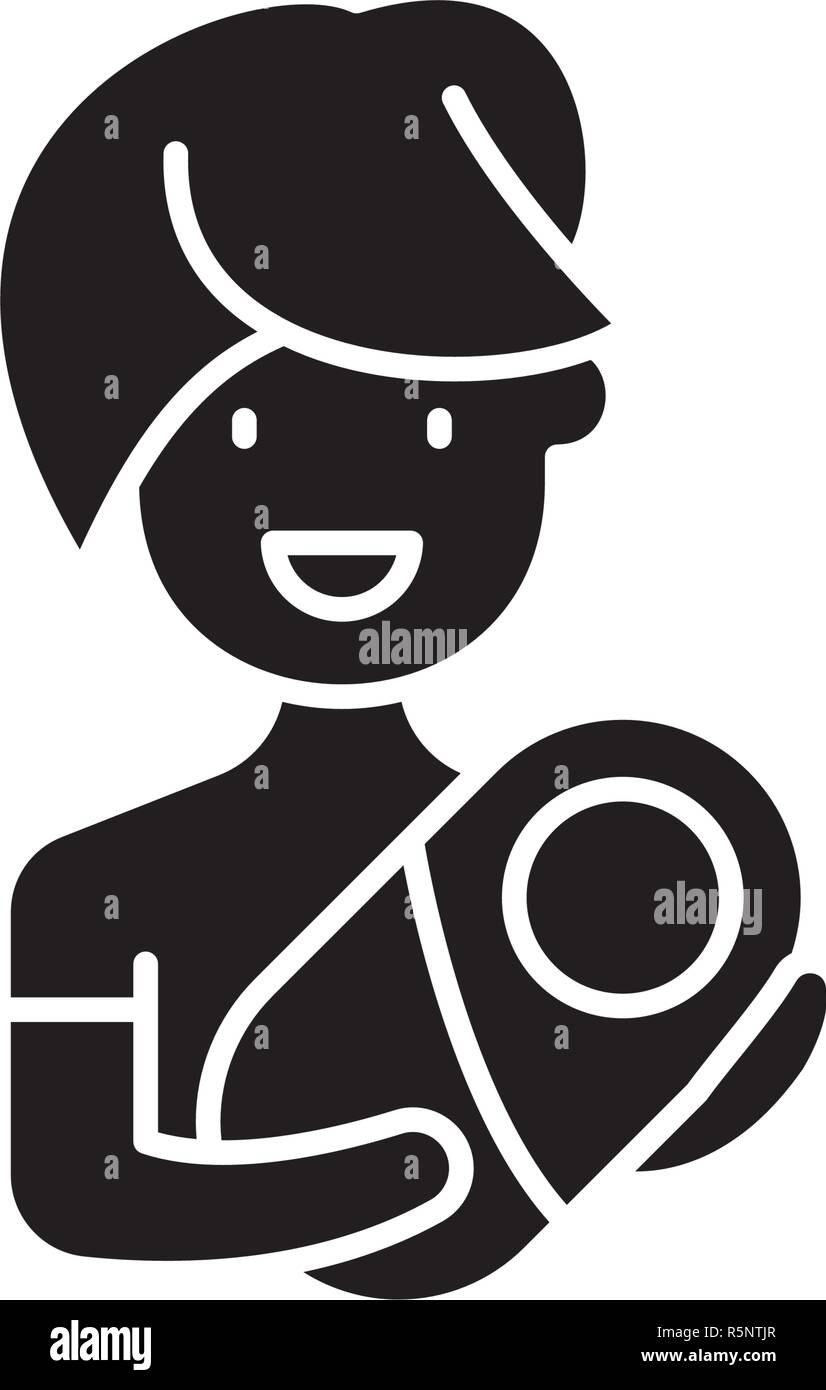 Maman Avec Bebe Icone Noire Vector Signe Sur Fond Isole Maman Avec Bebe Symbole Illustration Image Vectorielle Stock Alamy