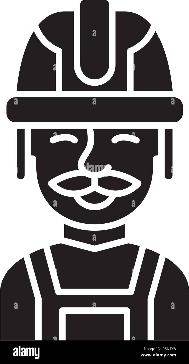 Builder icône noire, vector signe sur fond isolé. Builder symbole, illustration Illustration de Vecteur