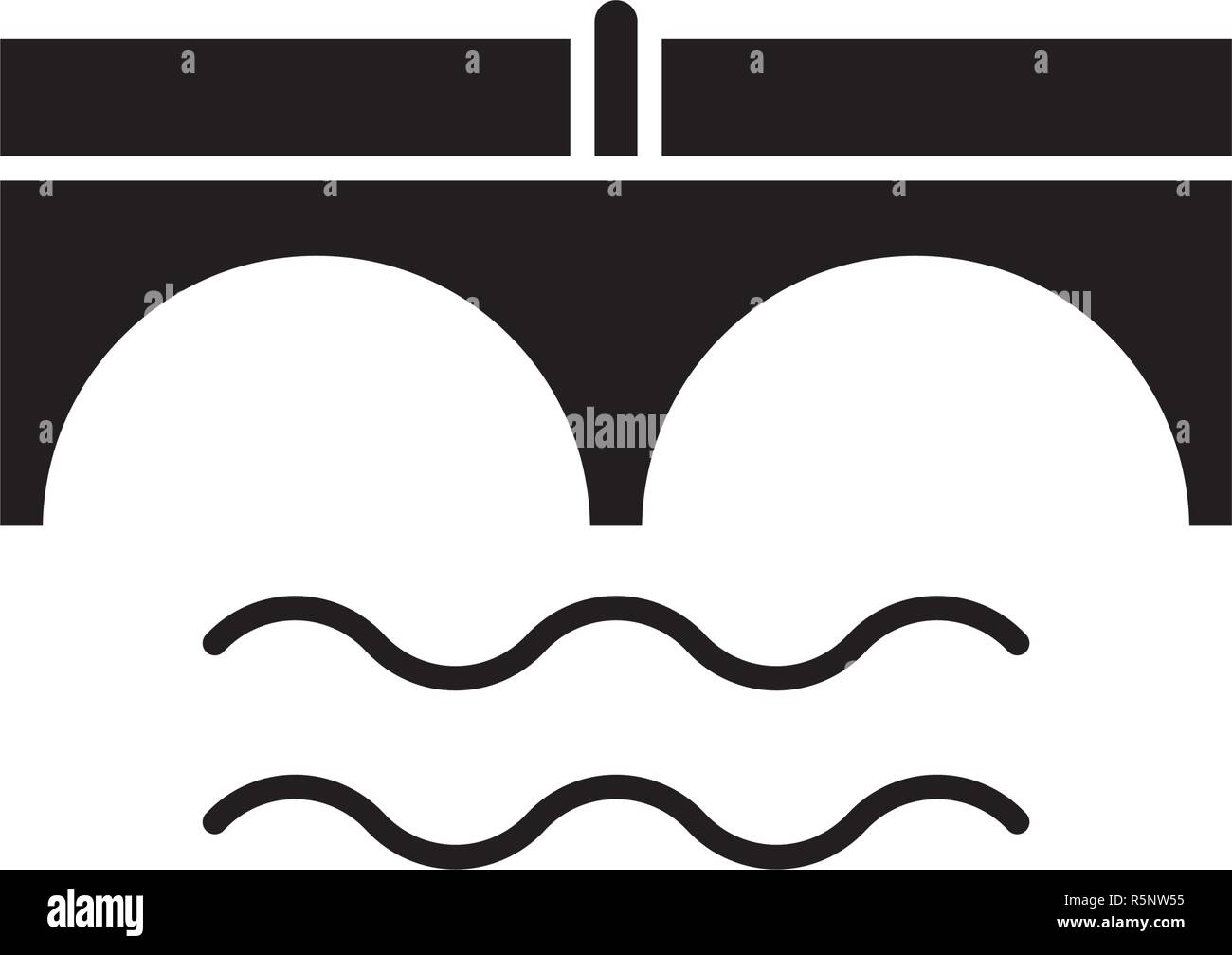 Pont sur la rivière icône noire, vector signe sur fond isolé. Pont sur la rivière symbole, illustration Illustration de Vecteur