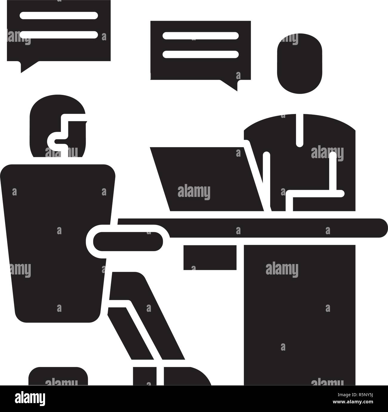 Analytics Ministère icône noire, vector signe sur fond isolé. Analytics Ministère symbole, illustration Illustration de Vecteur