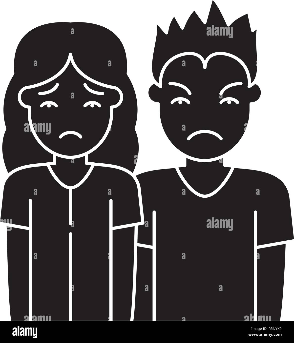 Mécontentement icône noire, vector signe sur fond isolé. Symbole du ...